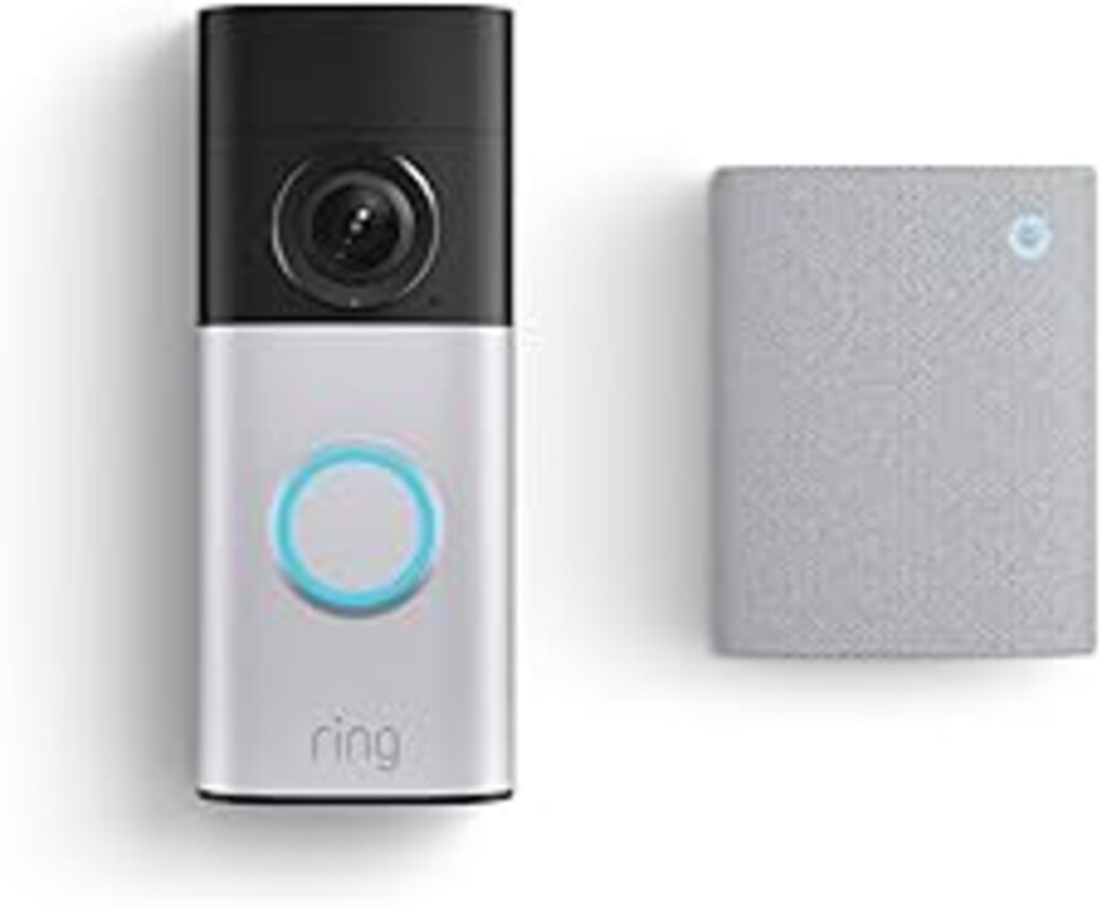 Ring Wired Doorbell Plus (Newest Model), Nickel Silver with Chime (Newest Model), White