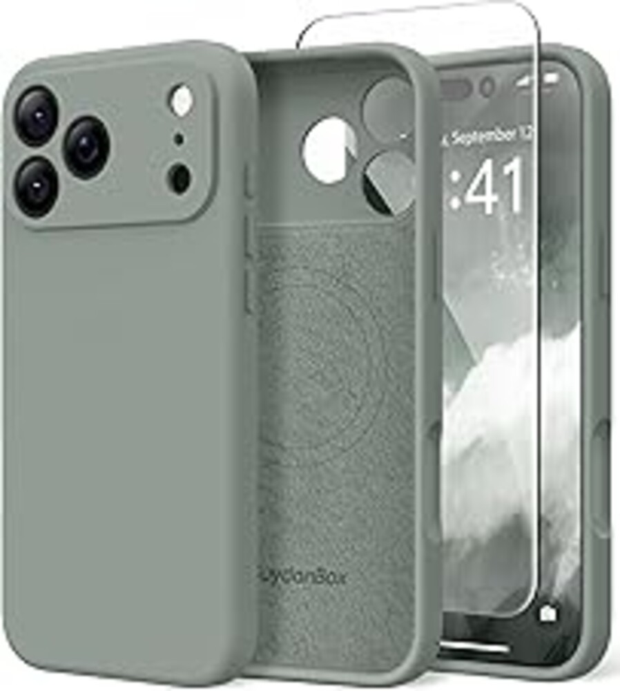 SuydanBox Magnetic for iPhone 17 Pro Max Case, Compatible with MagSafe, [Full Camera Protection][Screen Protector] Silicone Shockproof Protective Phone Case for iPhone 17 Pro Max 6.9", Calke Green