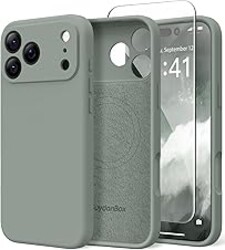 SuydanBox Magnetic for iPhone 17 Pro Max Case, Compatible with MagSafe, [Full Camera Protection][Screen Protector] Silicone Shockproof Protective Phone Case for iPhone 17 Pro Max 6.9", Calke Green