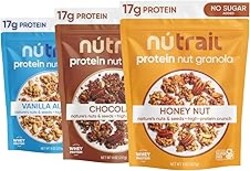 NuTrail 17g Protein Nut Granola Cereal, Variety Pack, No Sugar Added, Keto, Low Carb, Gluten Free, Grain Free, Healthy Breakfast 8 oz. 3 Count