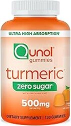 Qunol Zero Sugar Turmeric Gummies, Gummy with 500mg Turmeric Curcumin, Joint Support Supplement, Ultra High Absorption Tumeric Curcumin, Vegetarian, Gluten Free, 120 Count