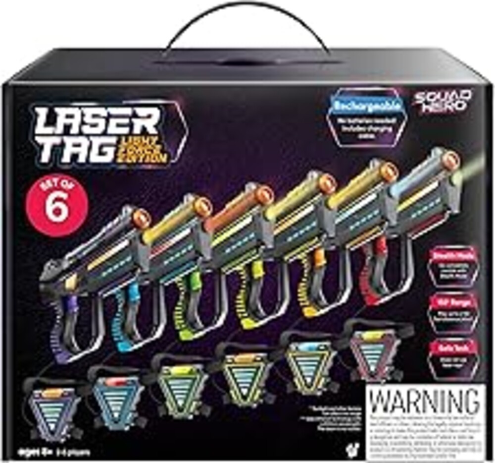 Squad Hero Set of 6 Rechargeable Laser Tag for Kids Teens & Adults - Boys Gifts - Blasters & Vest Sensors - Fun Ideas Age 8+ Year Old Toys - Lazer Teen Boy Game Boys & Girls Outdoor Teenage Activities