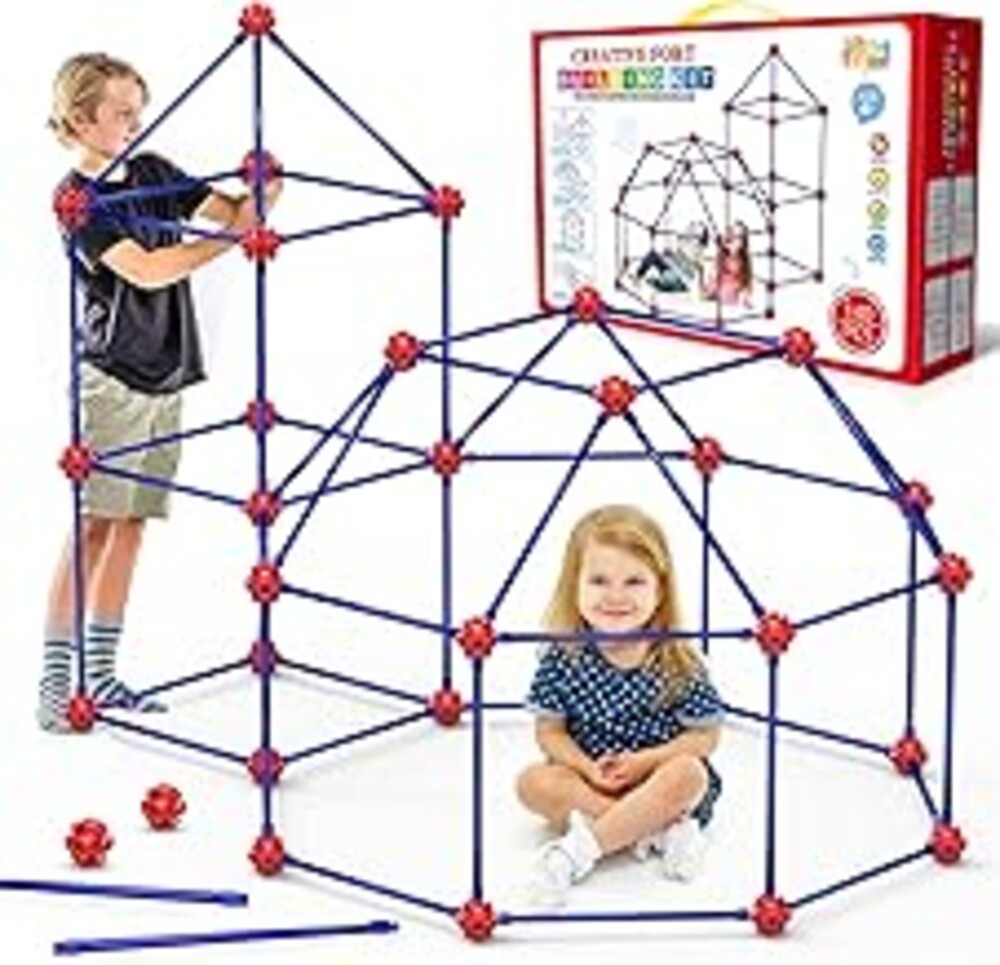 Fort Building Kit for Kids,STEM Construction Toys, Christmas & Birthday Gift for 4 5 6 7 8 9 10 11 12 Years Old Boys and Girls,Ultimate Creative Set for Indoor & Outdoors Activity,140 Pcs,Original