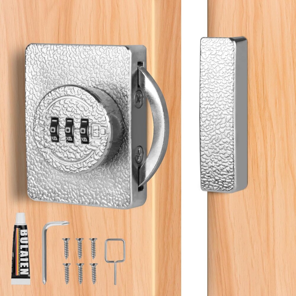 Keyless Combination Cabinet Lock - 3-Digit Security Door Lock for Cabinets, Drawers, and Closets | Childproof & Baby Safety Lock | Easy Installation (Silver)