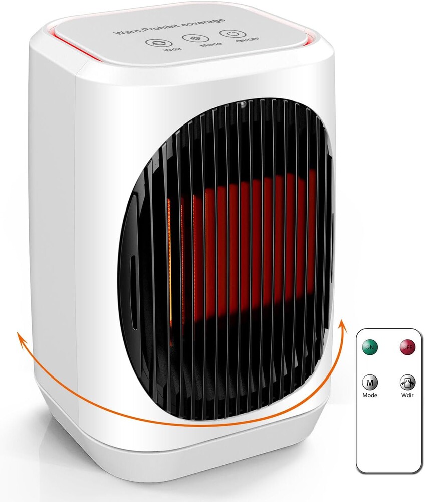 iFTY Small Space Heater for Indoor Use, Portable Electric Heaters with 3 Modes, 70° Oscillation, Remote Control, Overheating Protection, 1500W PTC Ceramic Fast Safety Heating For Bedroom Office Desk