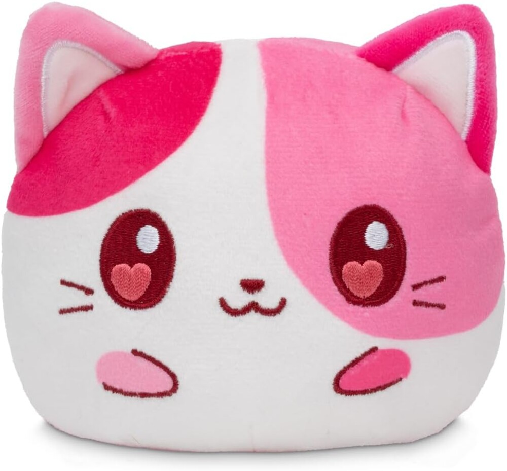 TeeTurtle Cat Valentine's Day Present Reversible Plushie - 4-Inch Two-Sided Flip Plush Toy with Embroidered Details - Cute Mini Collectible Plush for Kids, Teens, and Adults