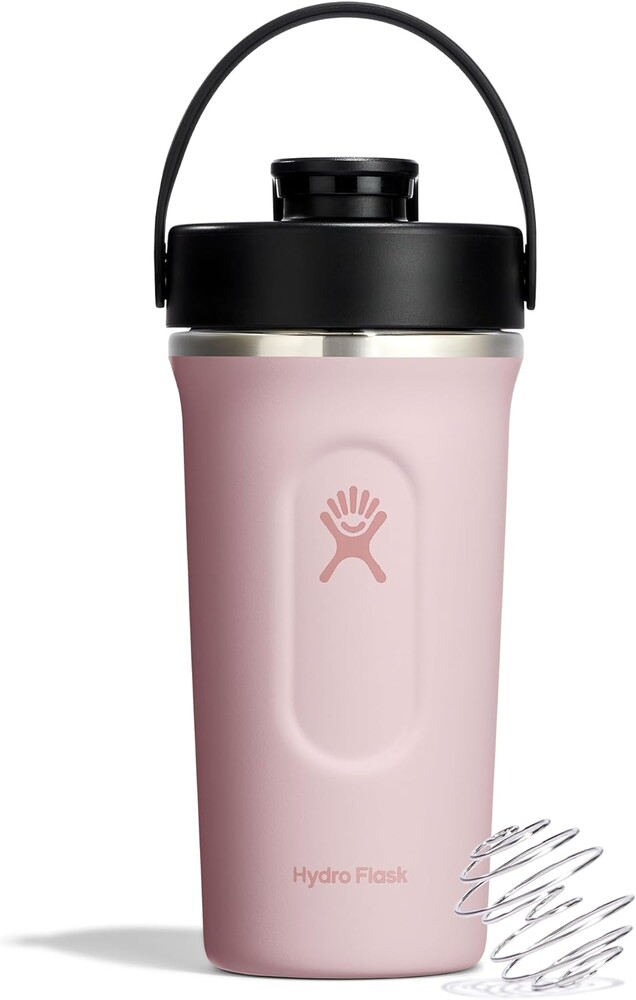 Hydro Flask Shaker Bottle – Insulated Stainless Steel Gym Bottle for Pre Workout & Protein 24 Oz Trillium Pink