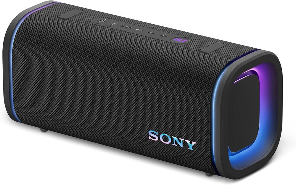 Sony ULT Field 5 Wireless Portable Bluetooth Speaker, IP67 Waterproof, Dustproof, and Rustproof with Enhanced Bass, 25 Hour Battery, 360° Party Light, and Shoulder Strap (SRSULT50B), Black