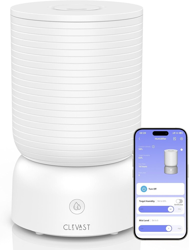 CLEVAST Humidifiers for Bedroom - Smart 1 Gal Cool Mist Top Fill Humidifier with Essential Oil Diffuser, Quiet Operation for Baby Nursery, Home, Office, Room, Compatible with Alexa/Google Assistant