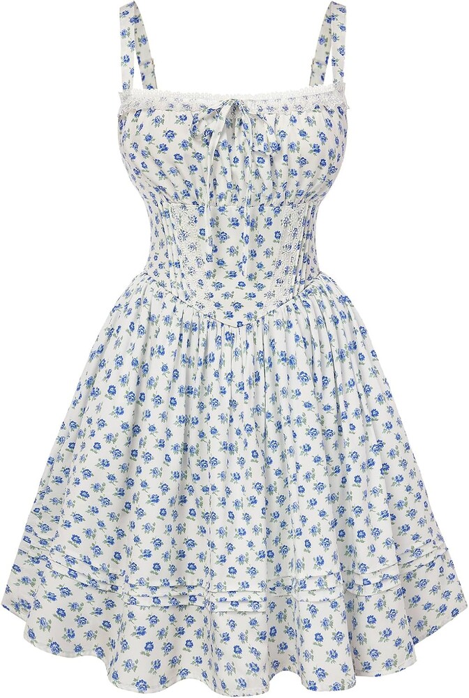 Scarlet Darkness Floral Corset Dress Summer Mini Dresses for Women Teens 2026 Graduation Sundress with Pocket