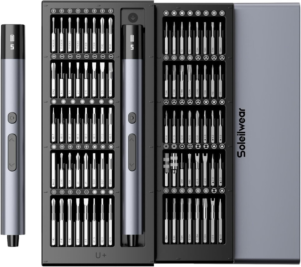 Electric Screwdriver, 80-in-1 Mini Electric Precision Screwdriver Cordless with 5 Torque Levels, Max 0.75N.m, 500mAh Battery, Small Power Screwdriver Kit for Laptop, Phone & Electronics Repair