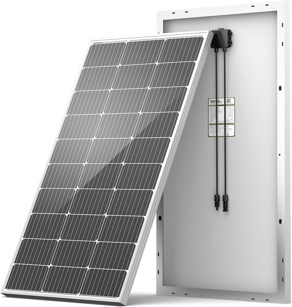 HQST 100W 12V Monocrystalline Solar Panel with Solar Connectors, High Efficiency Module PV Power for Battery Charging Boat, Caravan, RV and Any Other Off Grid Applications