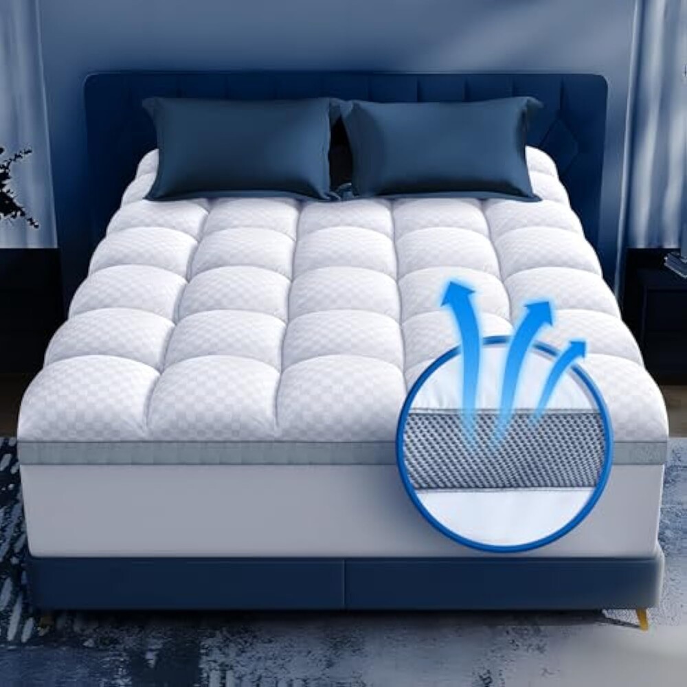 Premium Memory Foam Mattress Topper King for Ultra Comfort, 2 Inch Plush Pillow Top King Mattress Topper with Breathable Air Mesh Sides, Soft Mattress Pad Cover with Deep Pocket Fits 6-21" Mattress