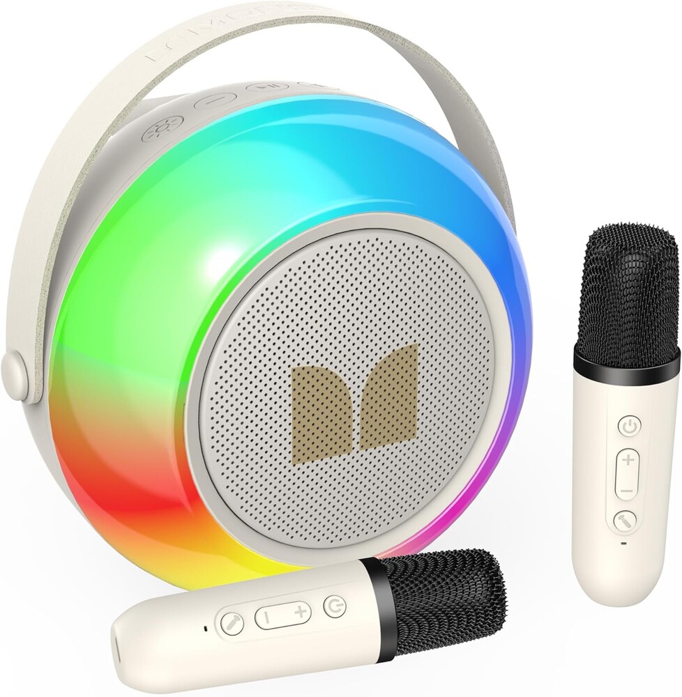 Monster Mini Karaoke Machine for Kids Adults, Portable Bluetooth Speakers with 2 Wireless Microphones and Lights, Christmas Birthday Gifts Toys for Girls Boys 4, 5, 6, 7, 8, 9, 10, 12+ Toddler