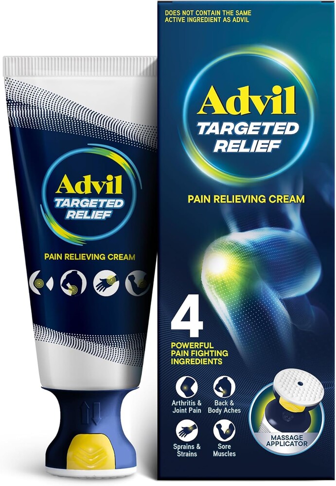Advil Targeted Relief Pain Relieving Cream with Massage Applicator, Up to 8 Hours of Powerful Relief of Minor Arthritis Pain, Joint Pain, Lower Back Pain and Muscle Pain, 2.5 oz