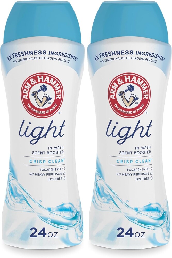 ARM & HAMMER Light In-Wash Scent-Booster, Laundry ScentBooster Crisp Cleanscent, 24 Oz (Pack of 2)