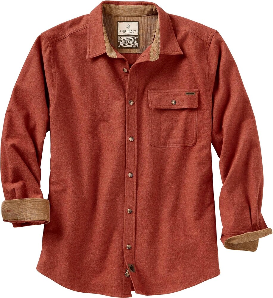 Legendary Whitetails Mens Long Sleeve Button Down 100% Cotton Flannel Shirt