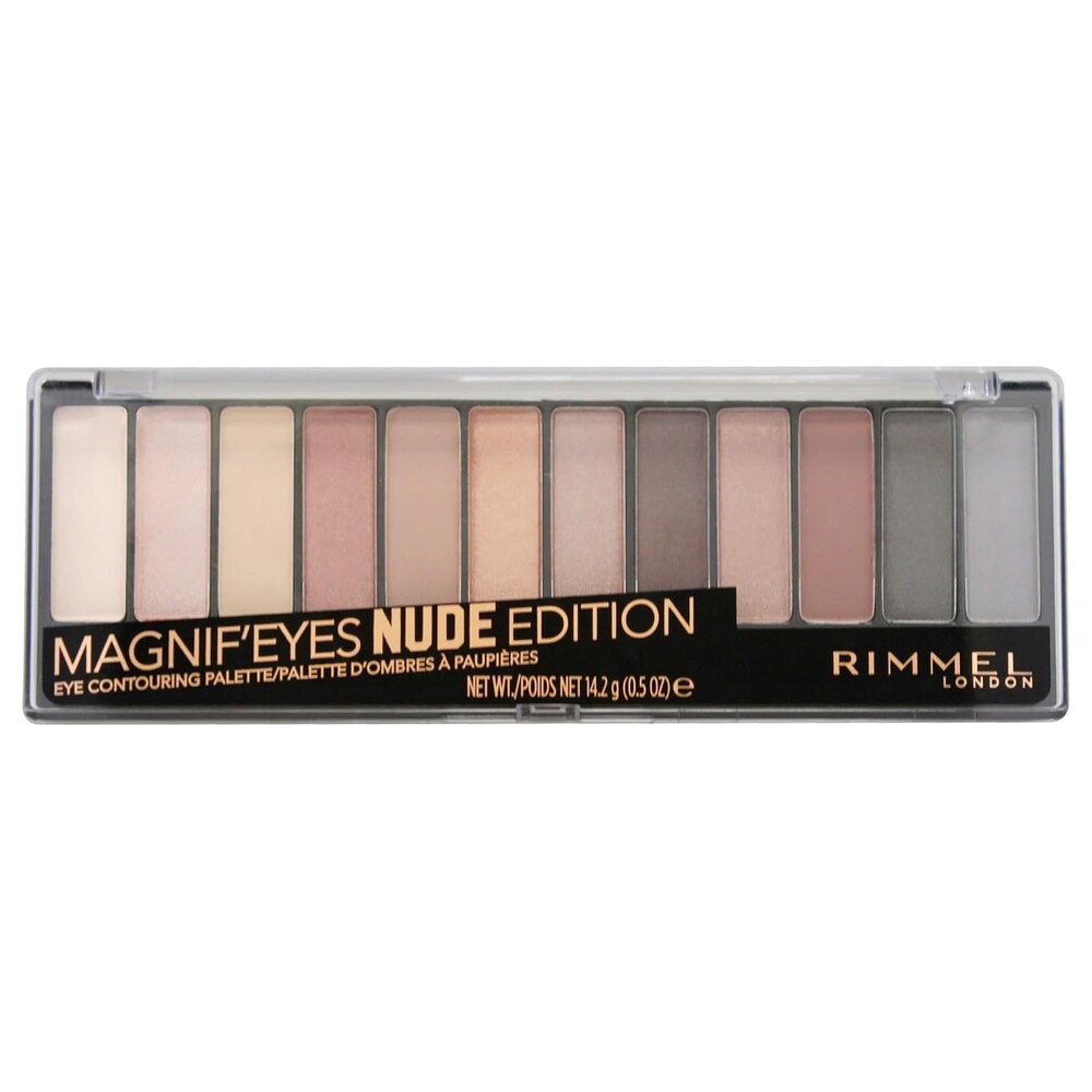 Rimmel London Magnif'Eyes Eyeshadow Palette, 12 Shades, Blendable Formula, Versatile, 001, Nude, 0.5oz