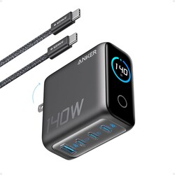 Anker MacBook Pro Charger,140W Max 4-Port GaN USB C Charger Block with Smart Display,Fast Charger USB C Power Adapter,Touch C