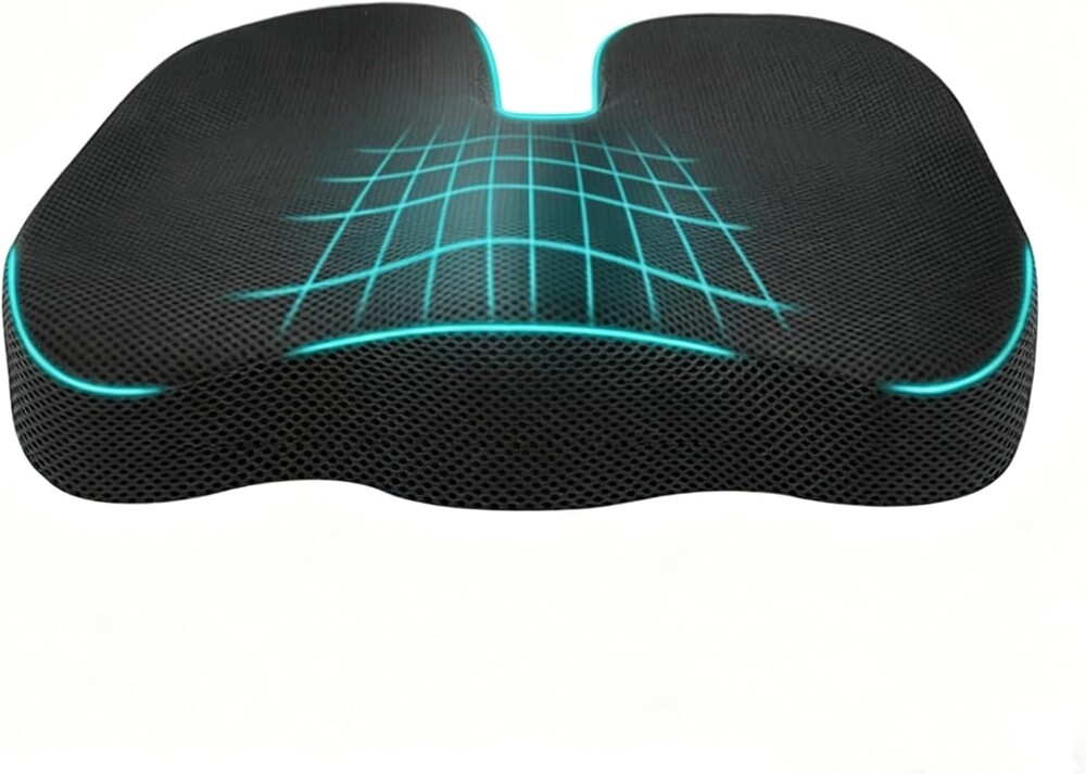 Office Chair Seat Cushion,Premium Memory Foam Chair Cushion for Long Sitting,Tailbone,Back,Sciatica,Coccyx Pain Relief Pillow Hip Butt Pad Cushion -for Office Chair,Car Seat,Wheelchair,Black