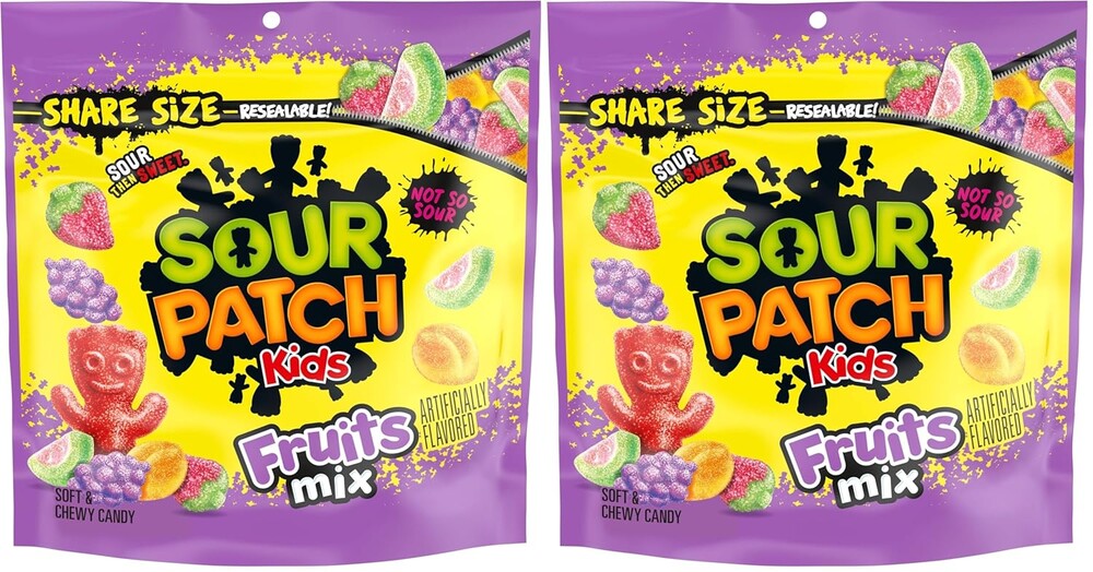 SOUR PATCH KIDS Fruits Mix Soft & Chewy Candy, Share Size, 11.03 oz (Pack of 2)