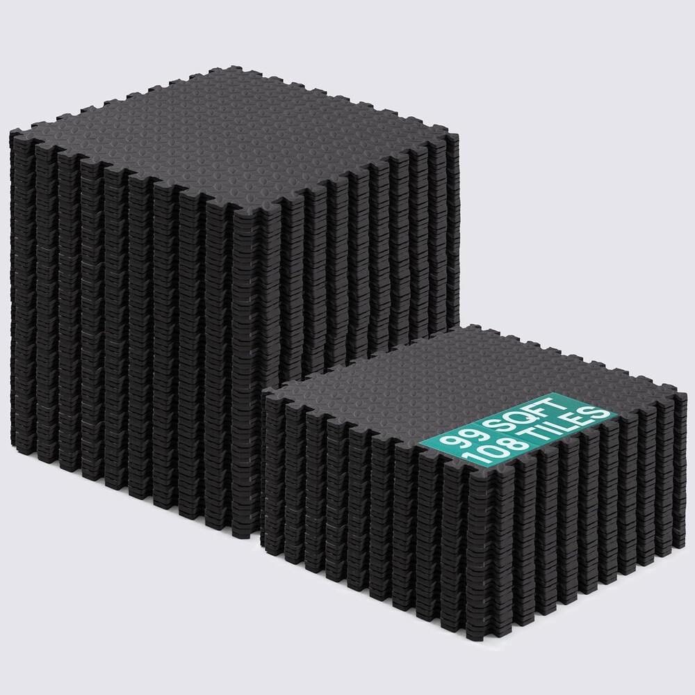 Yes4All EVA Interlocking Mats, Puzzle Floor Tiles, Foam Floor Padding with Border for Furniture, Home Space, Living Room, Garage 11,15,32,99 SQFT