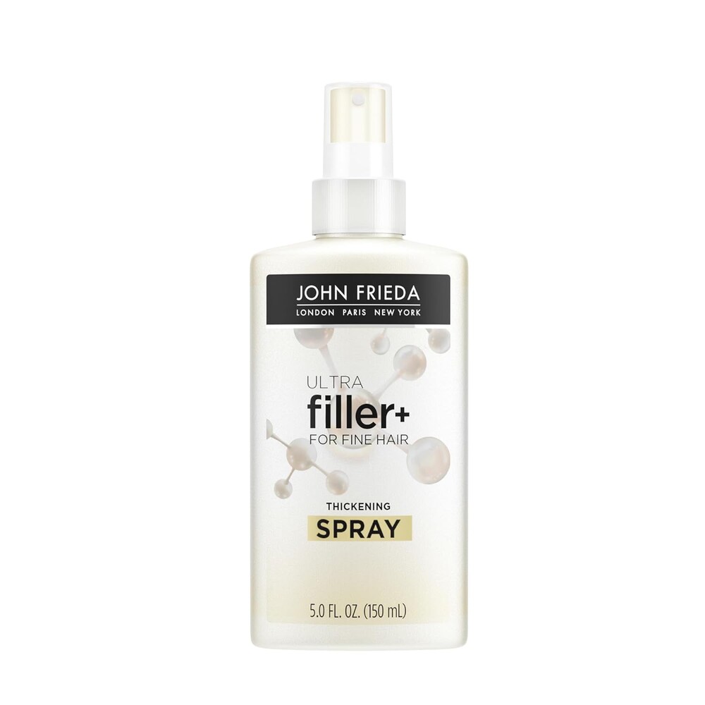 John Frieda ULTRAfiller+ Thickening Spray, Thickening & Strengthening Spray for Damaged or Thin Hair, Infused with Biotin and Hyaluronic Acid to Strengthen Hair for Thicker Fuller Results, 5 Oz