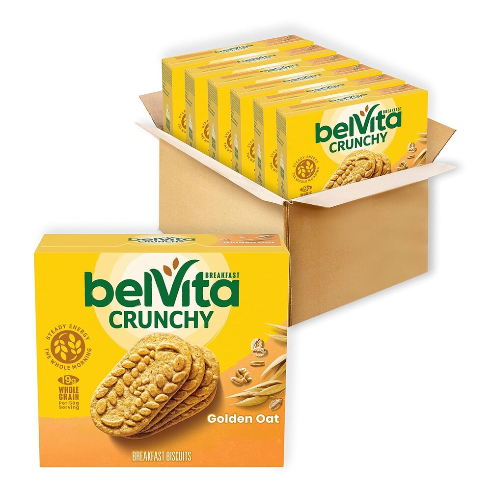 belVita Breakfast Bars Biscuits, Golden Oat, 30 Total Packs, 6 Boxes (4 Biscuits Per Pack)