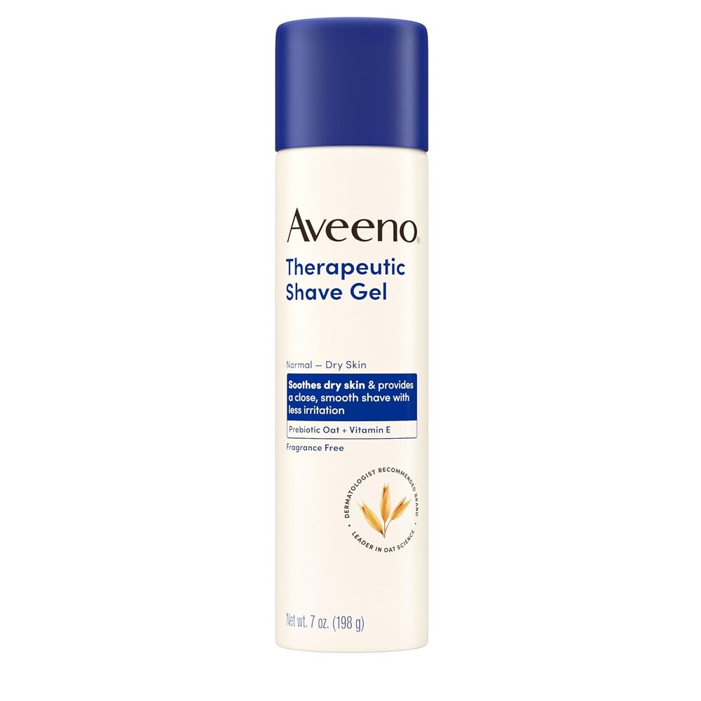 Aveeno Therapeutic Shave Gel with Oat and Vitamin E to Help Prevent Nicks and Cuts, Soothes Dry Skin and Provides a Close, Smooth Shave with Less Irritation, Fragrance-Free, 7 oz