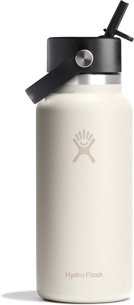 Hydro Flask Water Bottle - Insulated Stainless Steel - Wide Straw Lid, Non Spill, Leakproof in 32 Oz Ivory