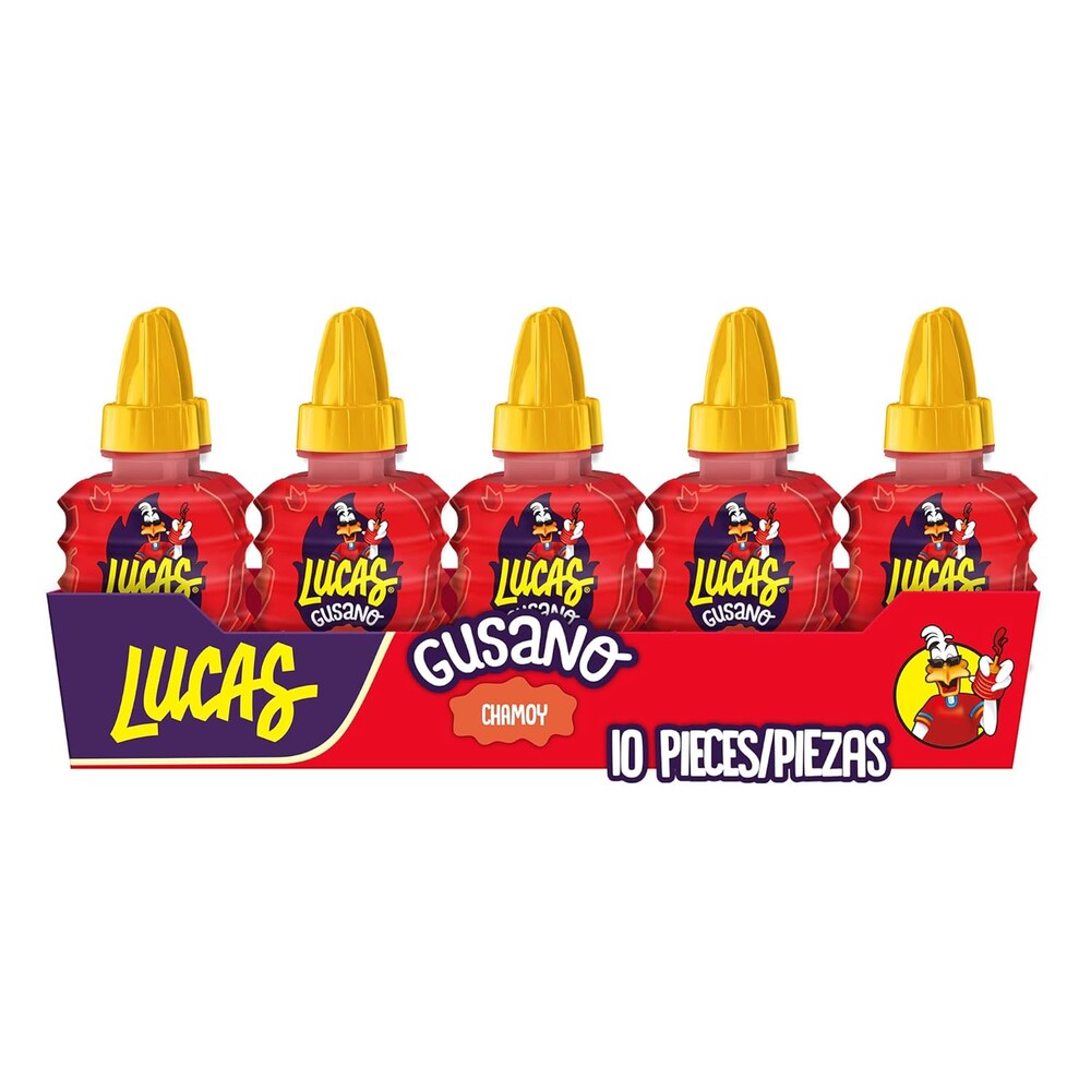 Lucas Chamoy Flavored Hot Liquid Candy, Gusano, 10 Pieces, 1.26 Ounces (Pack Of 10)
