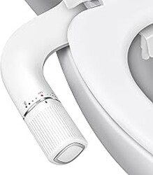 BIGCOW Ultra-Slim Bidet Attachment for Toilet - Dual Nozzle (Frontal & Rear Wash) with Adjustable Cold Water Pressure and Stainless Steel Inlet - Hygienic Solution for Fresh Cleanliness, Silver 1 Pcs