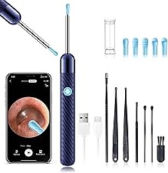 LEIPUT Ear Wax Removal - Earwax Remover Tool with 8 Pcs Ear Set - Ear Canal Cleaner with 1080P Camera - Ear Cleaning Kit with 6 Ear Spoon - Ear Camera for iOS & Android (Navy Blue)