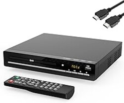 Wxjwyt Region Free DVD Player, 1080p HDMI Upscaling, Compact Multi-Format CD/DVD/USB Player for Smart TV, Plays All Region DVDs & Multi-Format, HDMI/RCA Cables & Remote Included for Home TV (Black)
