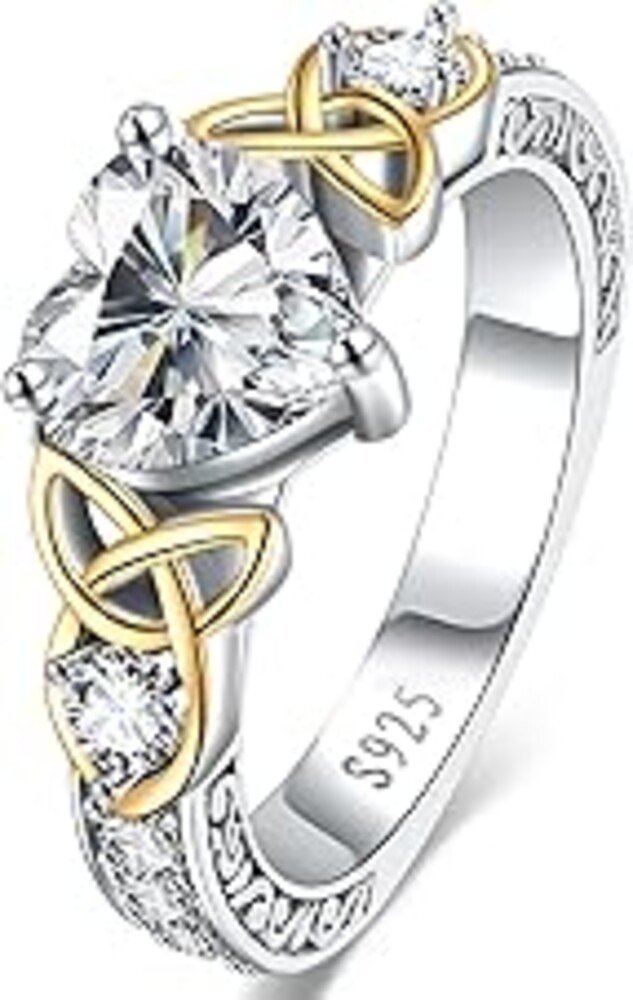LOIPURI Moissanite Promise Rings for Her, 2CT D Color VVS1, Heart Shaped Celtic Knot, 925 Sterling Silver Engagement Wedding Anniversary Valentines Promise Gift with Certificate