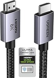 UGREEN 8K HDMI 2.1 Cable 48Gbps 6.6FT, Certified Ultra High Speed HDMI Cord Aluminum, 4K@240Hz 120Hz 10K 8K@60Hz, HDCP 2.2&2.3, eARC HDR 10 Dolby Compatible with PS5/Blu-ray/Roku TV/Switch 2/Mac mini