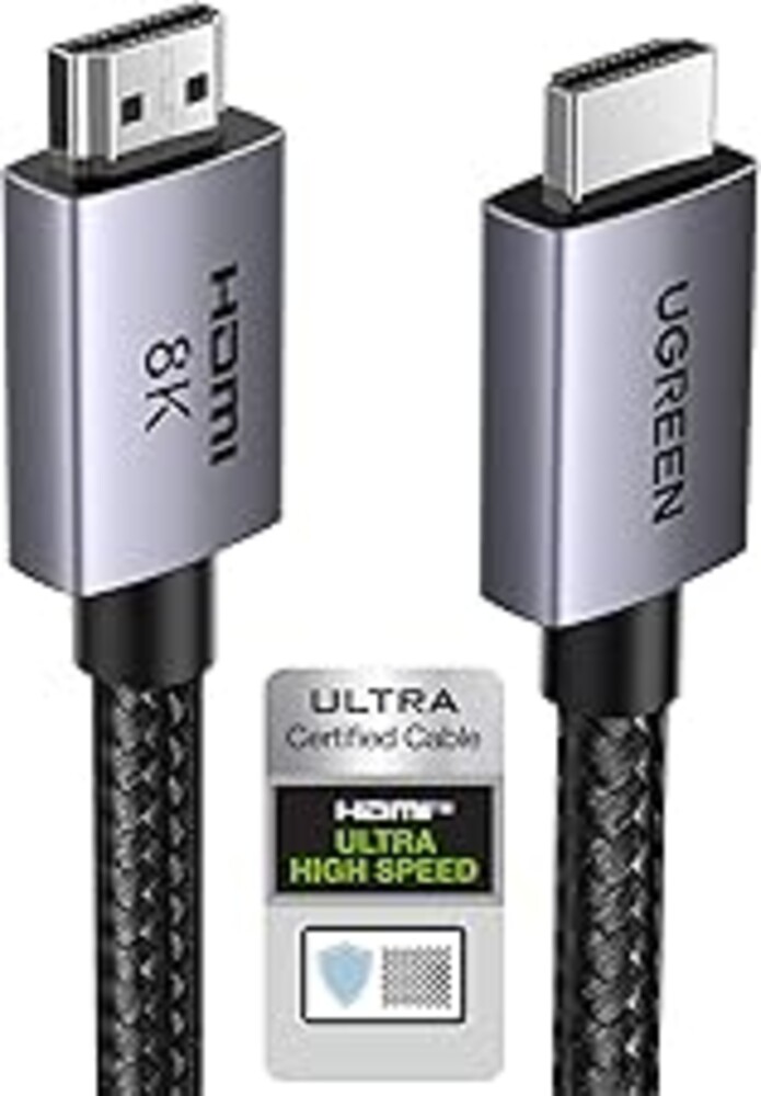 UGREEN 8K HDMI 2.1 Cable 48Gbps 6.6FT, Certified Ultra High Speed HDMI Cord Aluminum, 4K@240Hz 120Hz 10K 8K@60Hz, HDCP 2.2&2.3, eARC HDR 10 Dolby Compatible with PS5/Blu-ray/Roku TV/Switch 2/Mac mini