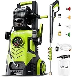 2026new Pressure Washer 5000PSI with Adj-8-Level Touch Screen, 34" Tall Power Washer, 4 Quick Connect Nozzles, Inlet Hose&Filter&500mlFoam Cannon for Cars/Fences/Driveways,Yellow