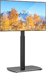 YOMT Universal TV Floor Stand with Mount for 27-70 Inch LCD LED OLED TVs, Swivel Height Adjustable Tall TV Stand, Space Saving Design for Corner Bedroom Living Room, Black
