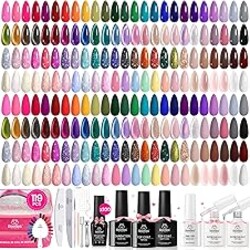 Beetles Nail Nook Gel Nail Polish Set - 119 PCS 100 Colors Gel Polish Kit Base Glossy Matte Glitter Top Coat Glitter Pearl Cat Eye White Red Pink Nude Uv Led Nails Summer Gift for Women
