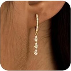 SELFROSE Gold Dangle Earrings for Women,Prom Jewelry Dainty Earring 14K Gold Plated Drop Earrings for Women Trendy Hypoallergenic CZ Dangling Earring