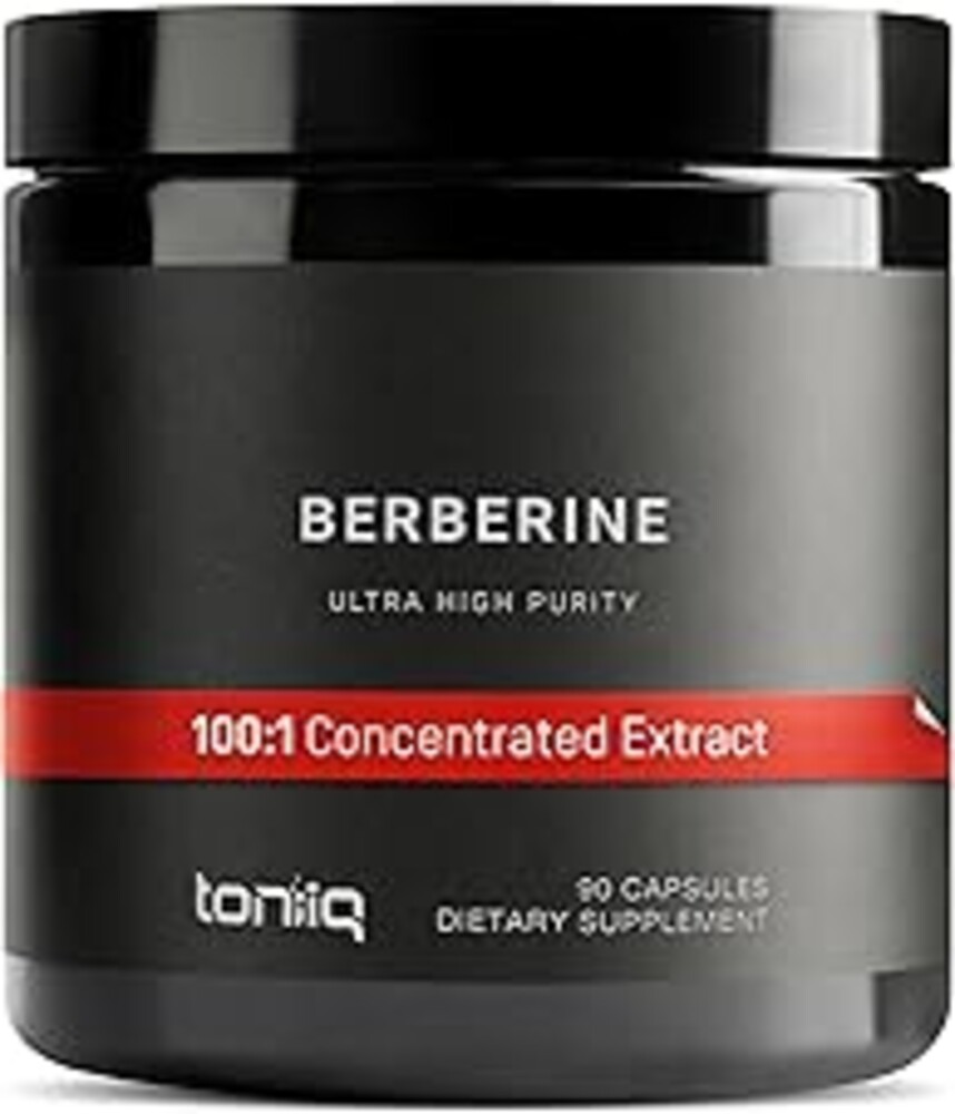 Toniiq Ultra High Strength Berberine HCl from The Himalayas - 100:1 Concentrated Extract - Lab-Tested 97% Berberine HCl - 90 Vegetarian Capsules, 500 mg per Capsule
