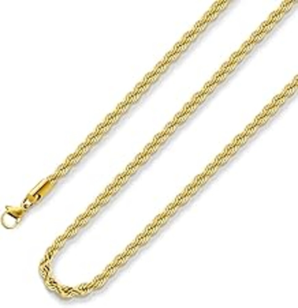 Monily 24k Gold Plated Rope Chain 1.5mm 2.5mm 5mm Stainless Steel Twist Chain Necklace for Men Women