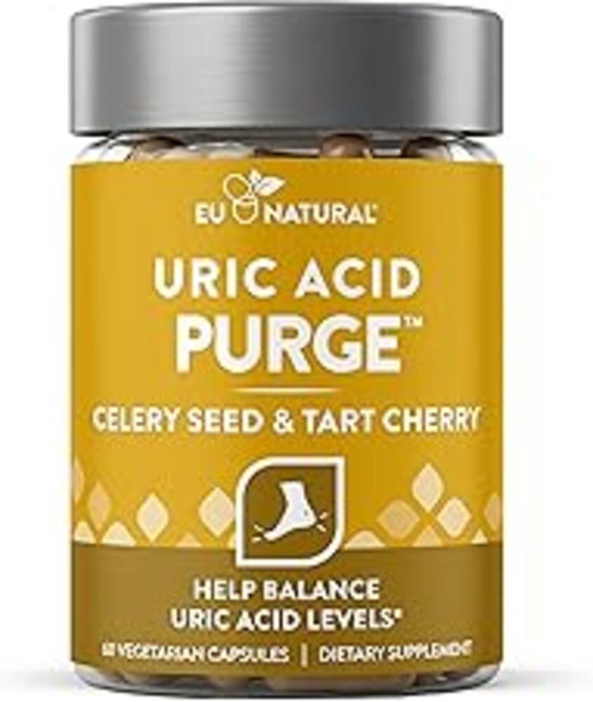 Eu Natural Purge Uric Acid Flush - Eat & Drink What You Want - Uric Acid Support for Joints & Mobility with Celery Seed, Tart Cherry & Chanca Piedra - 60 Vegetarian Capsules