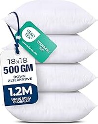 Utopia Bedding Throw Pillows (Set of 4, White) – 18 x 18 Inches Down Alternative Pillows for Bed, Sofa, and Couch - Fluffy Decorative Stuffer Pillow for Indoors & Outdoors