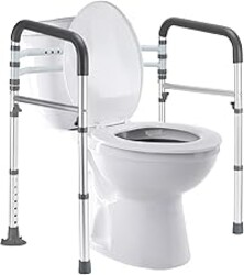 Lianjindun Toilet Safety Rails, Adjustable Toilet Frame for Elderly, Seniors, Handicap & Disabled, Foldable Handicap Toilet Handles Fit Any Toilets (Gray)