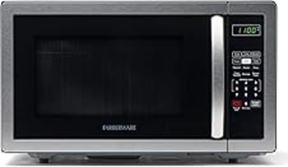 Farberware 1.1 Cu. Ft. Countertop Microwave Oven – 1000 Watts Power, Auto Cook Settings, Defrost, Easy Clean and Child Safety Lock - Stainless