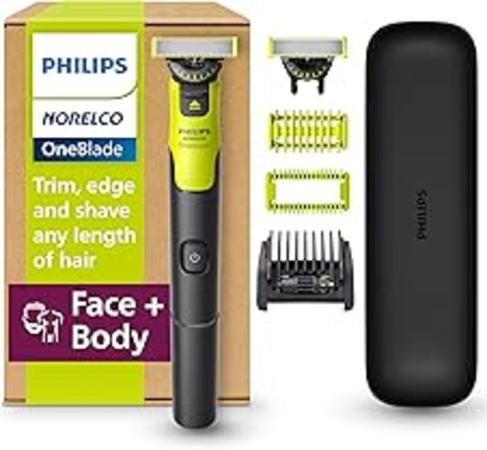 Philips Norelco OneBlade 360 with Connectivity Hybrid Face + Body, Electric Beard Trimmer, Shaver and Body Groomer Kit with 360 Blade Tech, 1x360 Blade, 5-in-1 Comb, Travel Case, Model QP4631/90