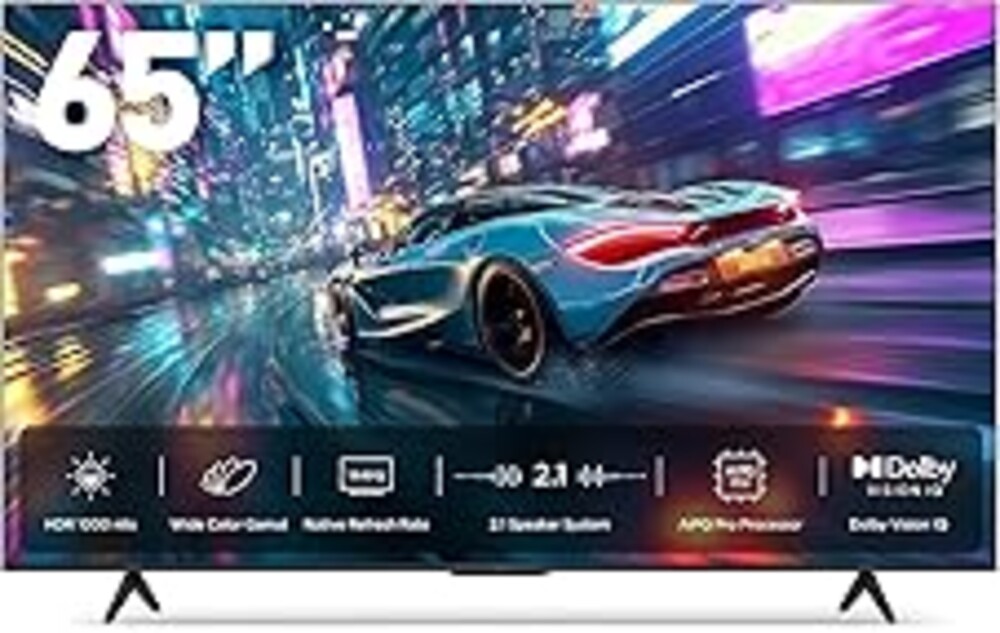 iFFALCON 65-Inch Class U85 Series QD-Mini LED 4K UHD Google Smart TV - QLED, HDR 1000 nits, 7000:1 Contrast, 144Hz Game Mode Pro, 288Hz DLG, Dolby Vision IQ, Dolby Atmos, Slim Unibody (65U85, 2025)
