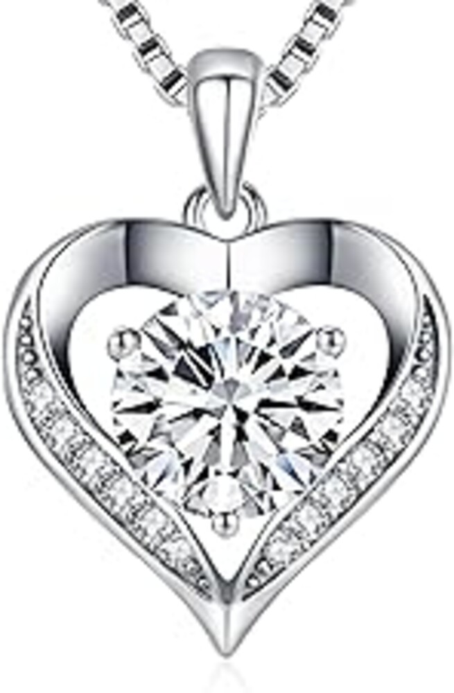 DALOJOE Moissanite Necklace for Women, 1-3 Carat Moissanite Heart Necklace Engraved with 'I LOVE YOU', Birthday Gift for Wife, Anniversary Present for Wife, Women, Jewelry Gifts for Girlfriend, Mom